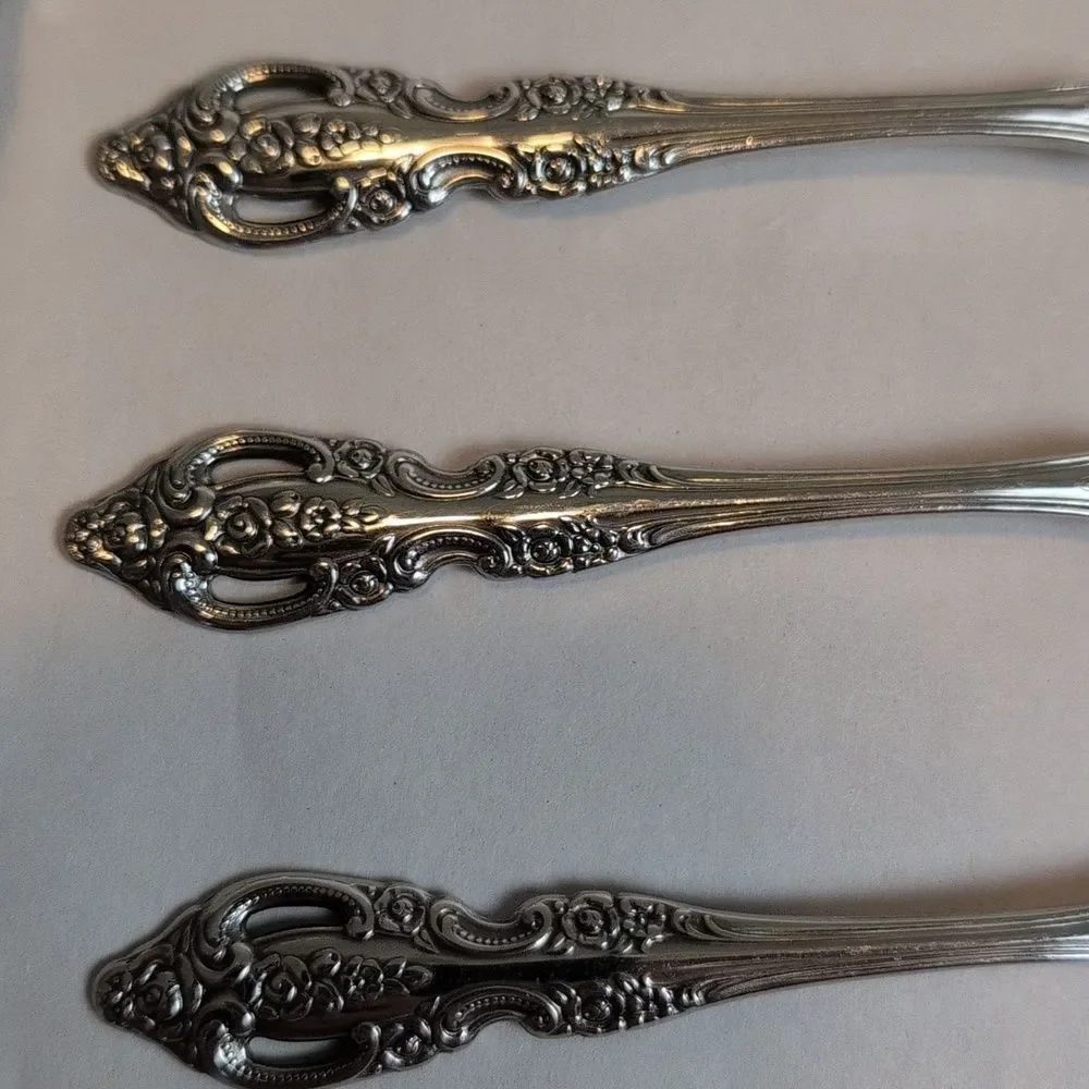 Elegant Oneida Silverplate Ornate Spoons - Set of 3 Soup Spoons & 3 Teaspoons